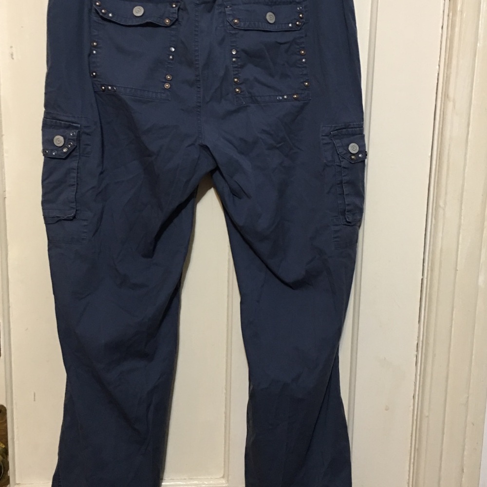 GITANO VINTAGE 90’s‎ EMBELLISHE Blue women’s CARGO PANTS 16W - Picture 9 of 11